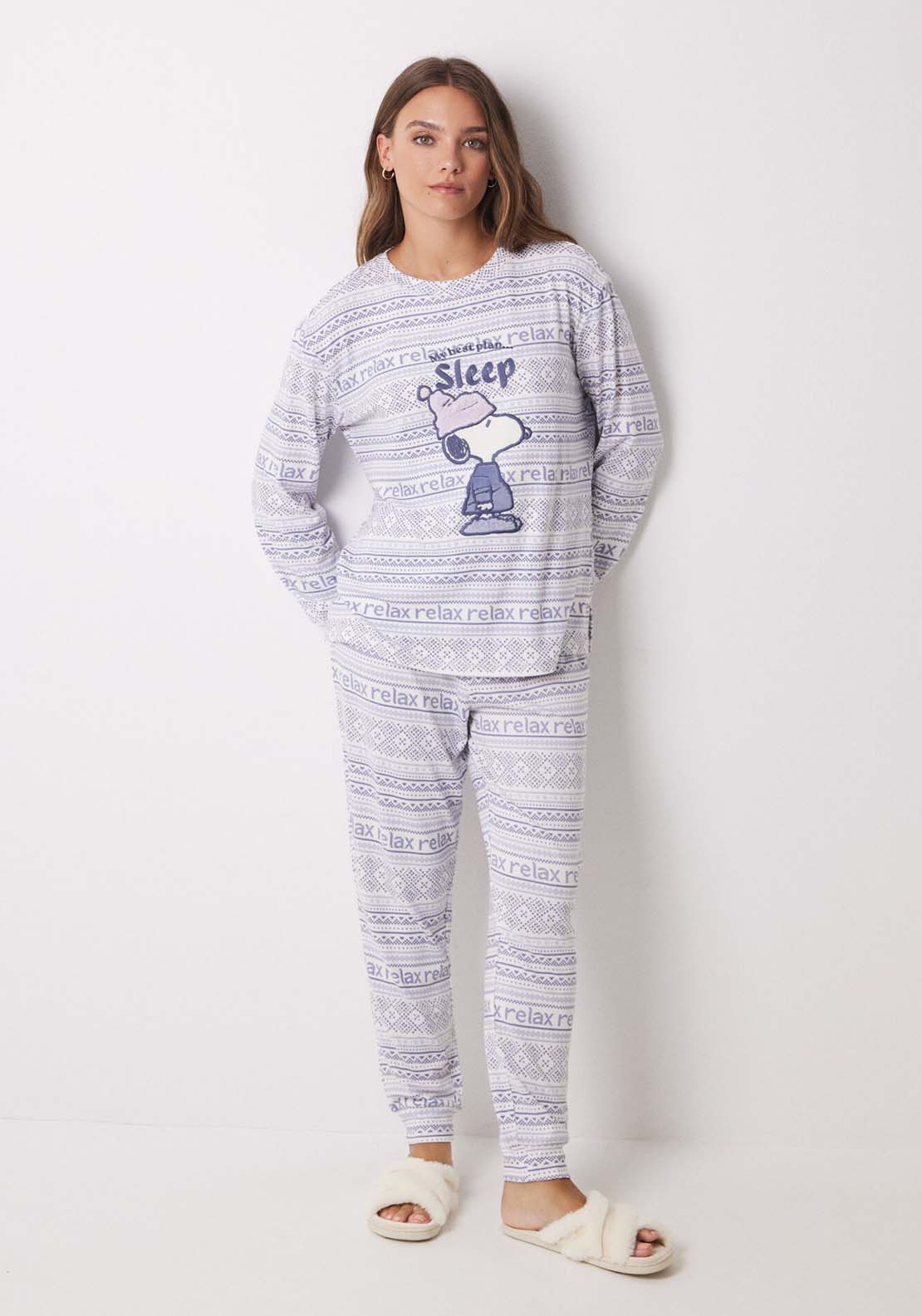 Womens Secret Super soft Snoopy long pyjamas - White 1 Shaws Department Stores