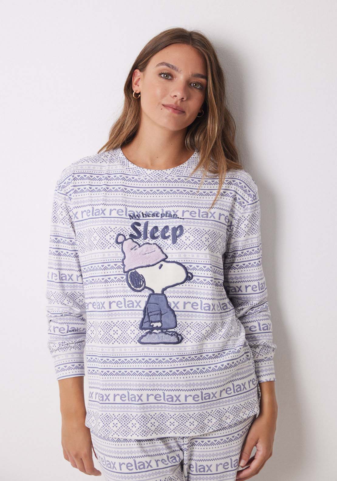 Womens Secret Super soft Snoopy long pyjamas - White 3 Shaws Department Stores