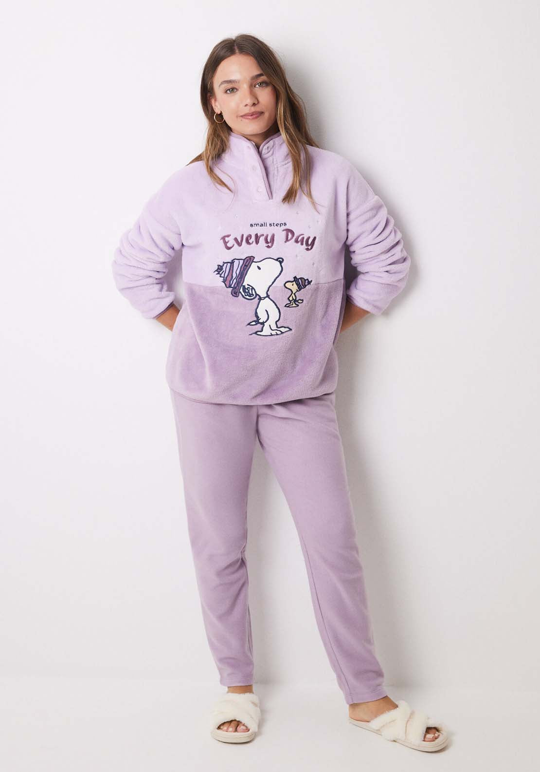 Womens Secret Long fleece Snoopy pyjamas - Pink 4 Shaws Department Stores