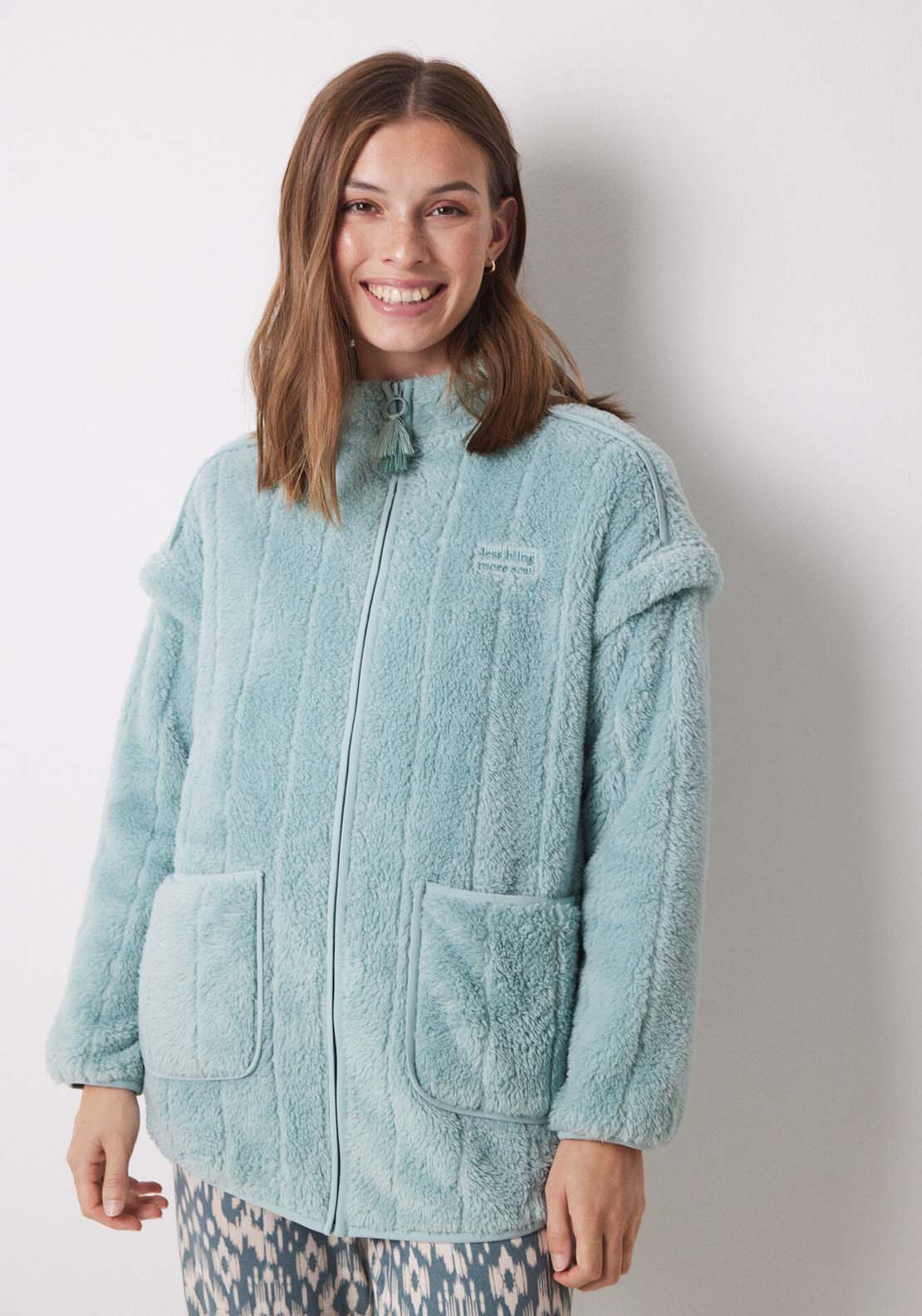 Womens Secret Short fluffy fur robe in green - Green 1 Shaws Department Stores