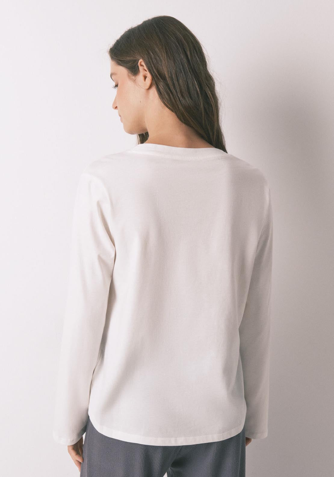 Womensecret Long Sleeves T Shirt - Ivory 2 Shaws Department Stores