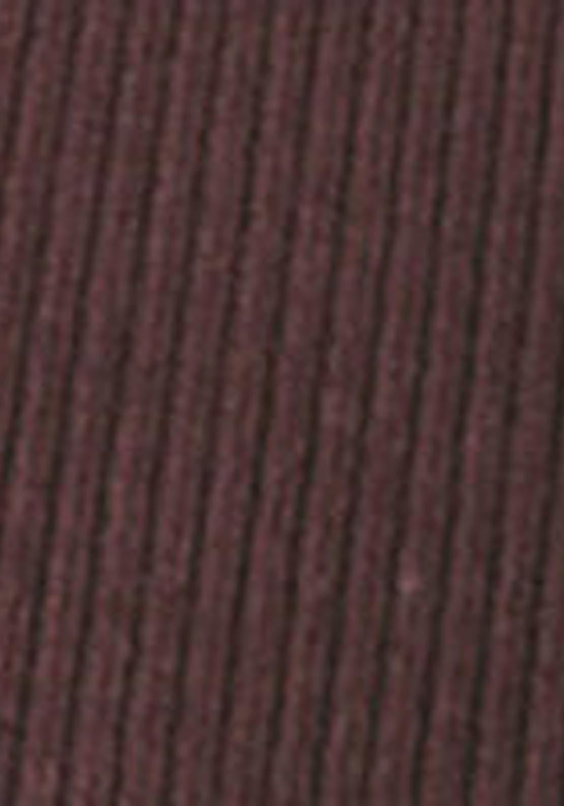 Ribbed Cotton Long Sleeve T Shirt - Wine