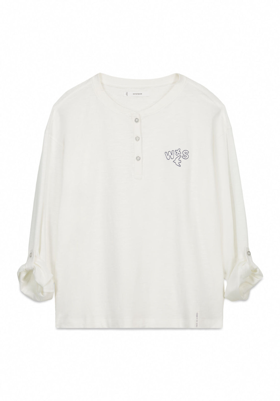 100% Cotton Long Sleeve T-Shirt - Ivory