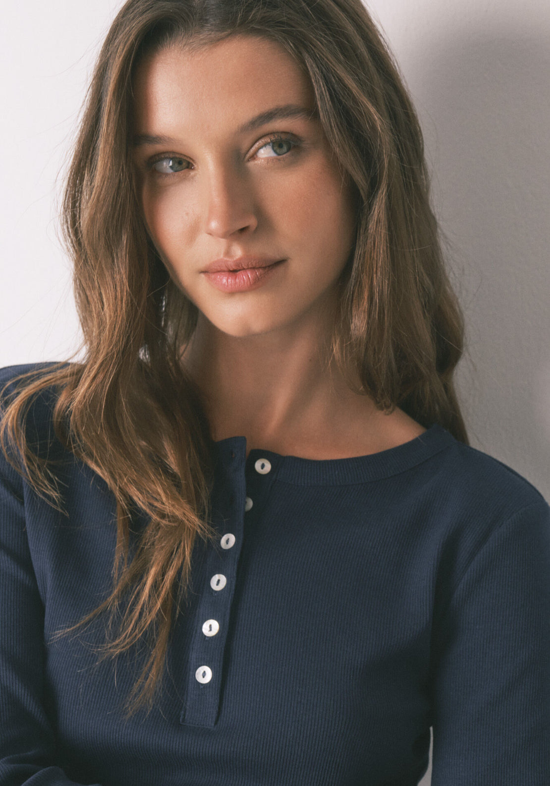 Cotton Long Sleeve T-Shirt - Blue