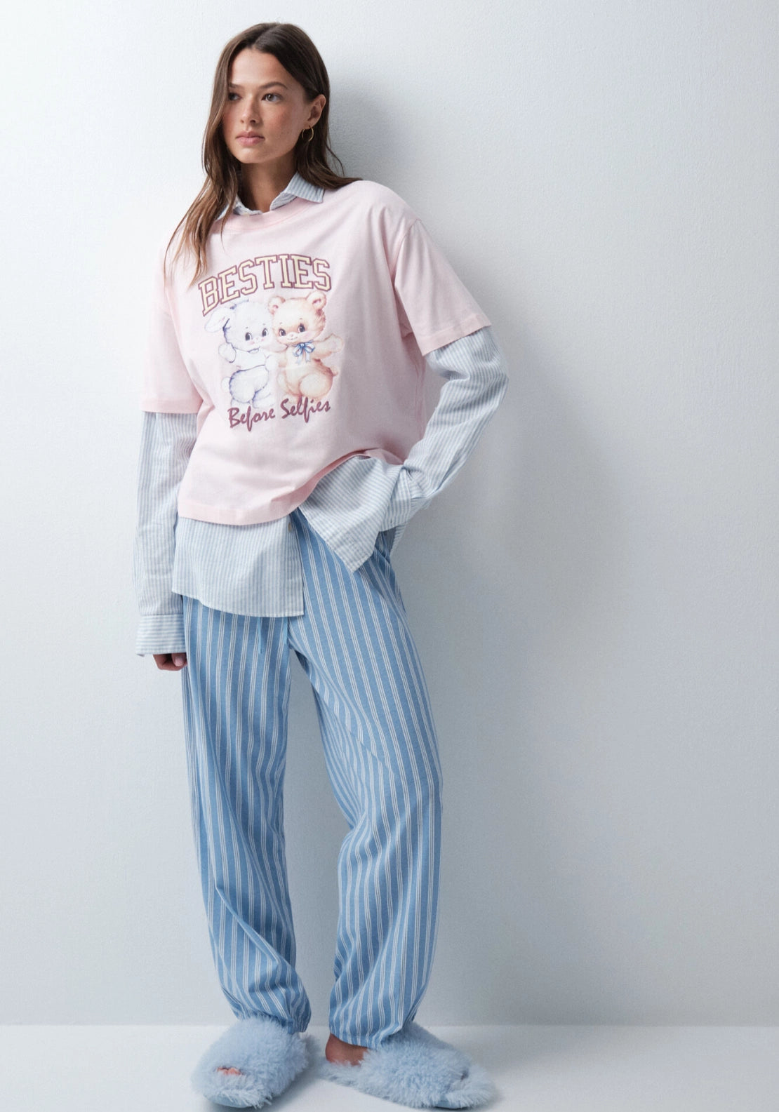 Cotton Graphic PJ Top - Pink