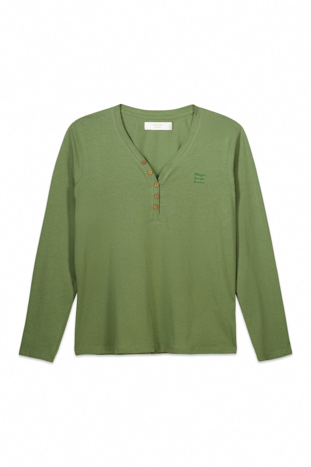 Womensecret Long sleeve t T-shirt 100% cotton green - Green 5 Shaws Department Stores