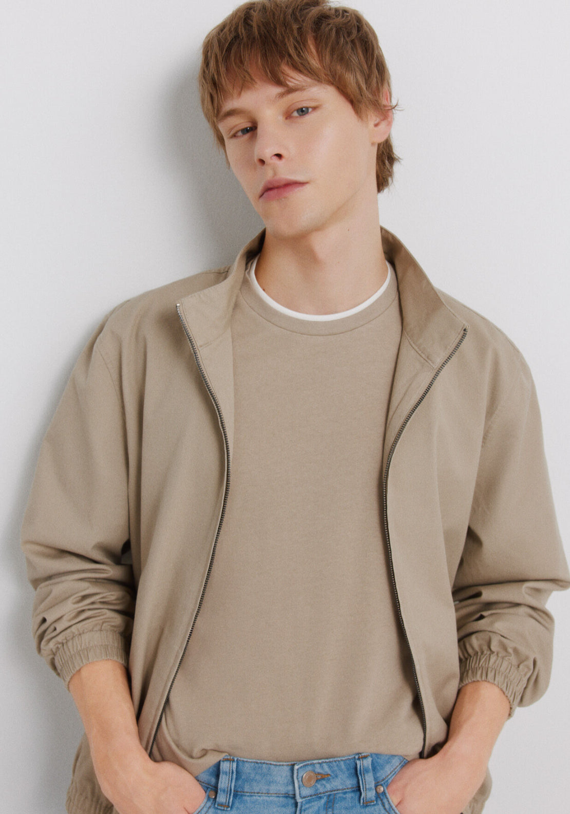 Double Neck T-Shirt - Beige