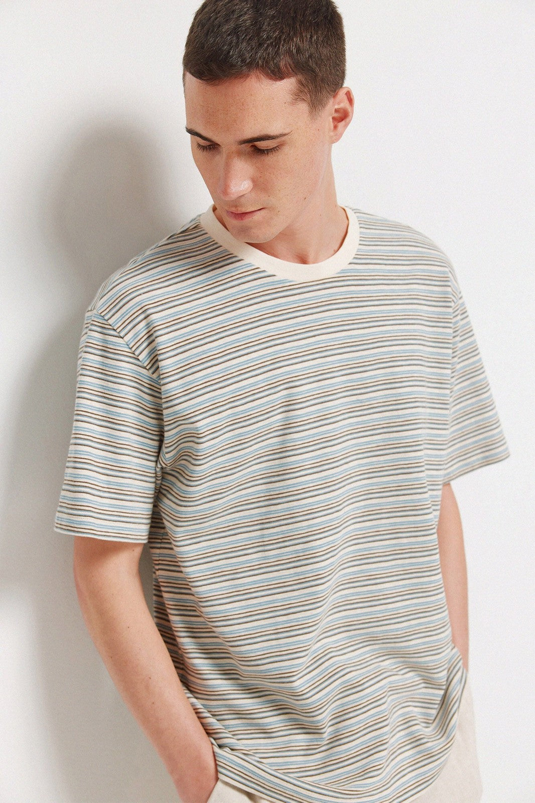 Short Sleeve Stripe T-Shirt - White