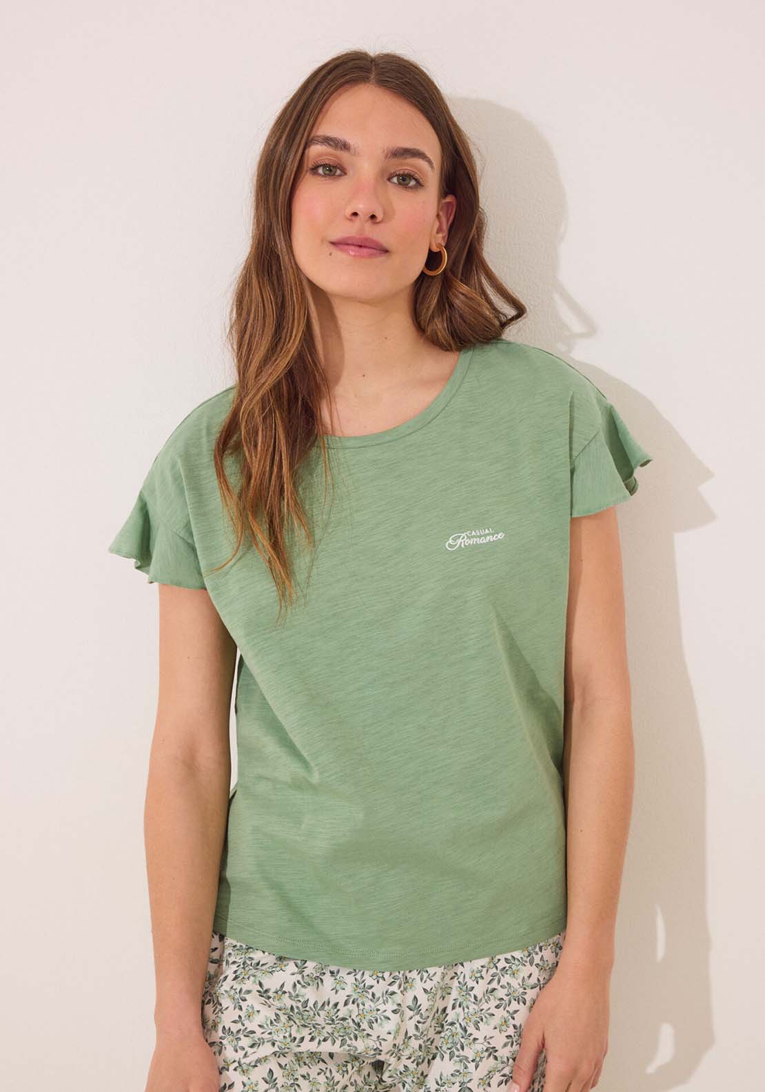 Short Sleeves Capri Pant Pyjama - Green