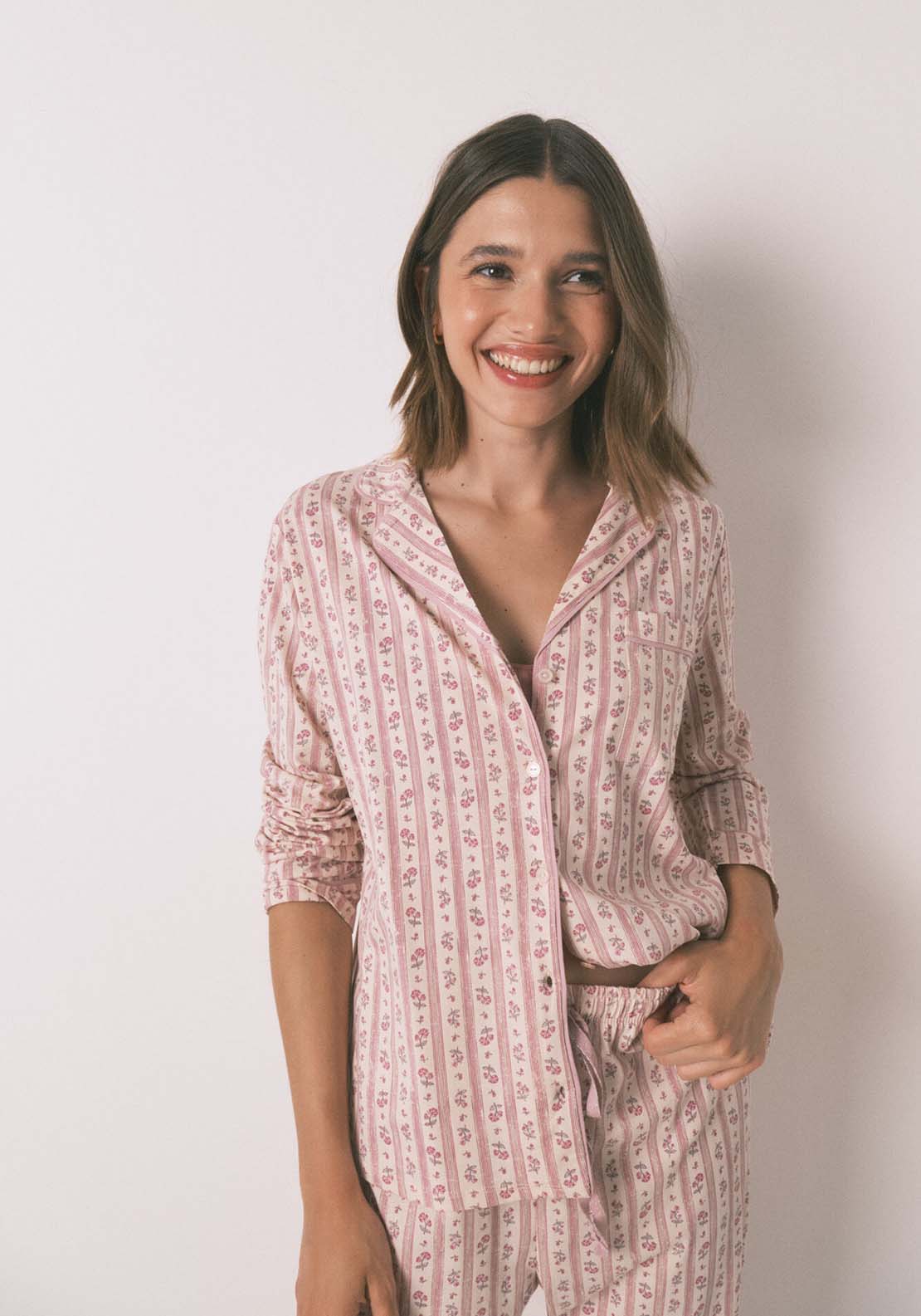 Long Sleeves Masculine Pyjama - Pink