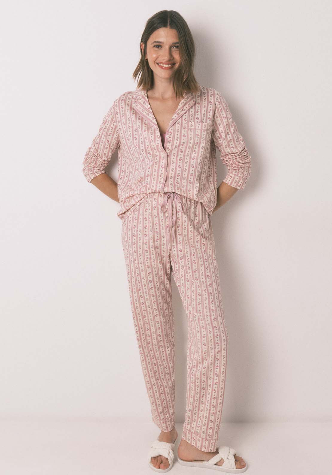 Long Sleeves Masculine Pyjama - Pink