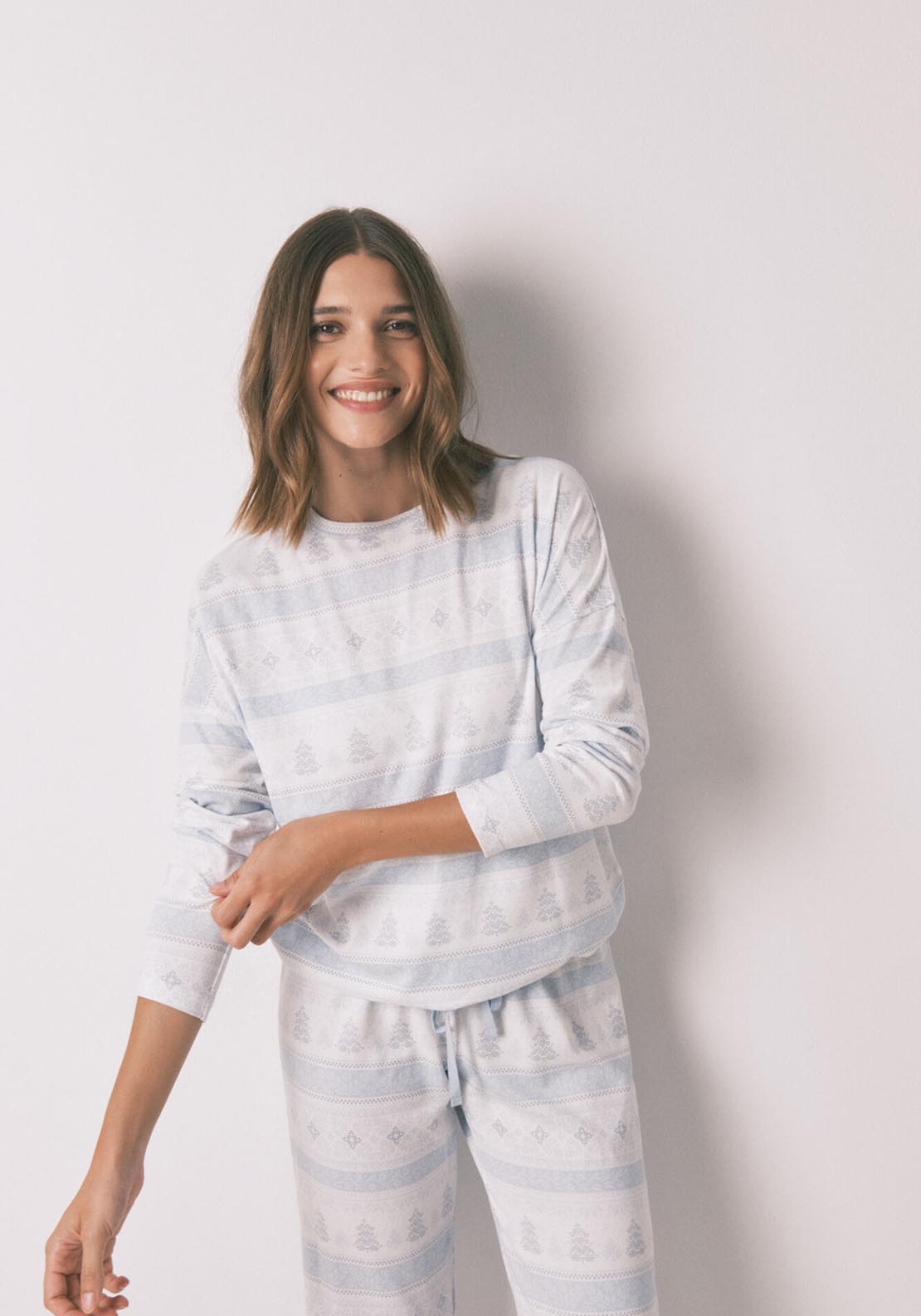 Womensecret Long Sleeves Long Pant Pyjama - Blue 3 Shaws Department Stores