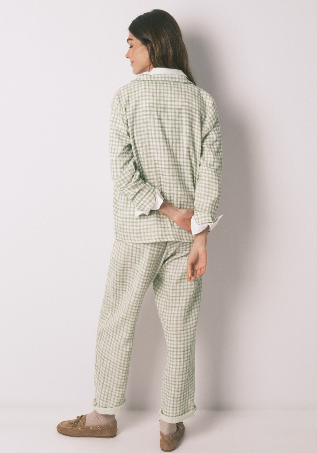 100% Cotton Plaid Classic Long Pyjamas - Green