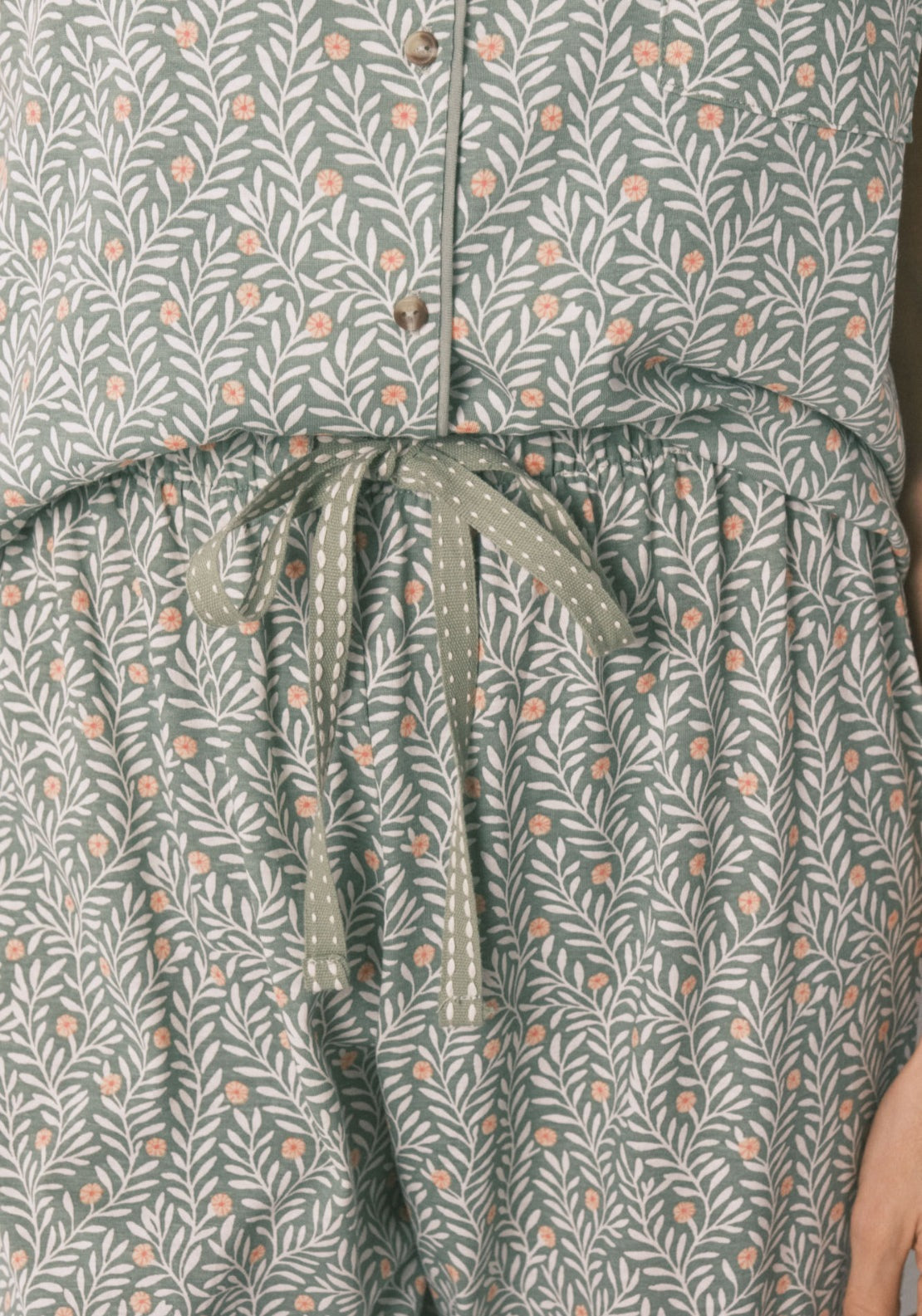 100% Cotton Floral Print Classic Pyjamas - Green
