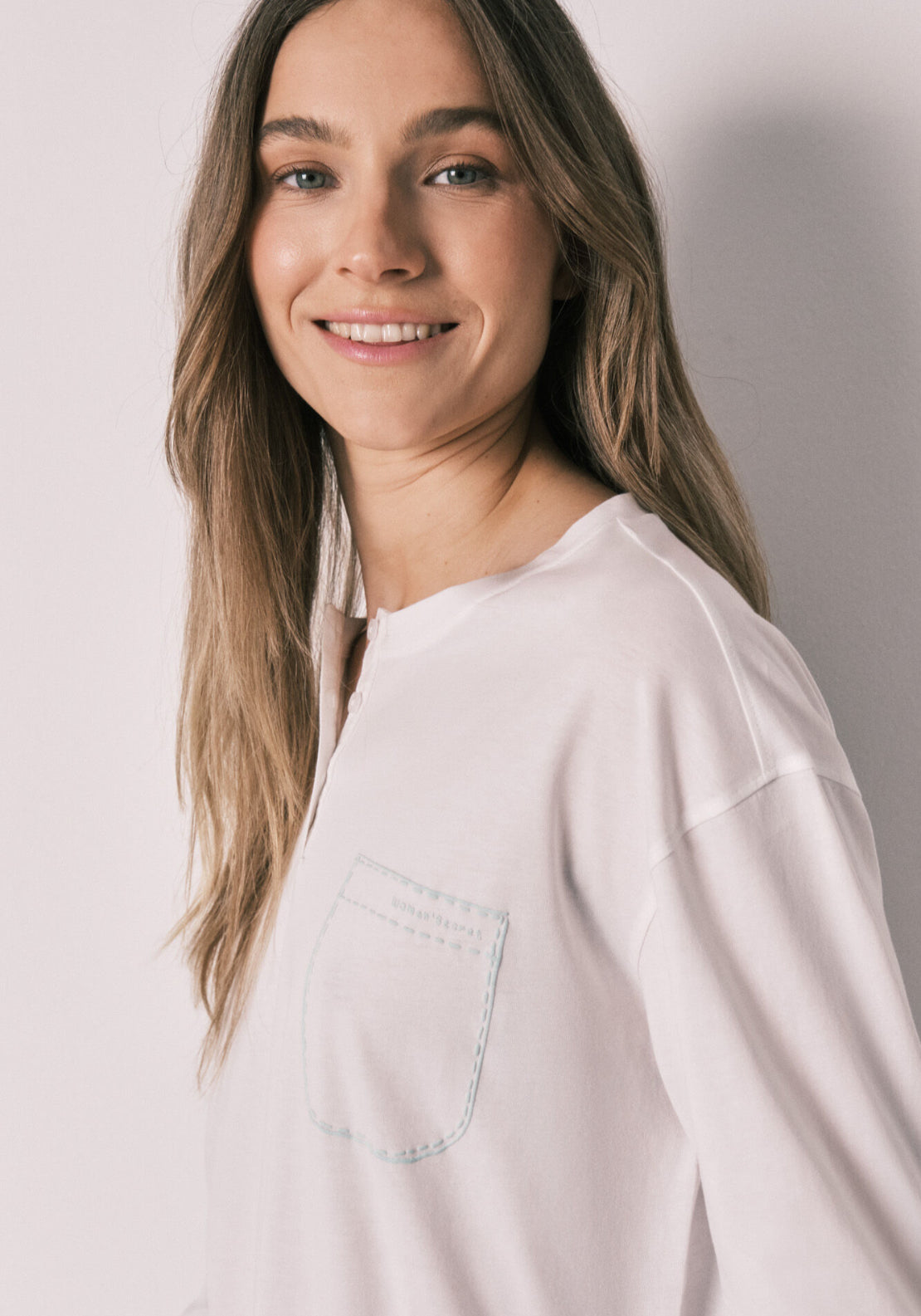 Striped Cotton Long Pyjamas - White