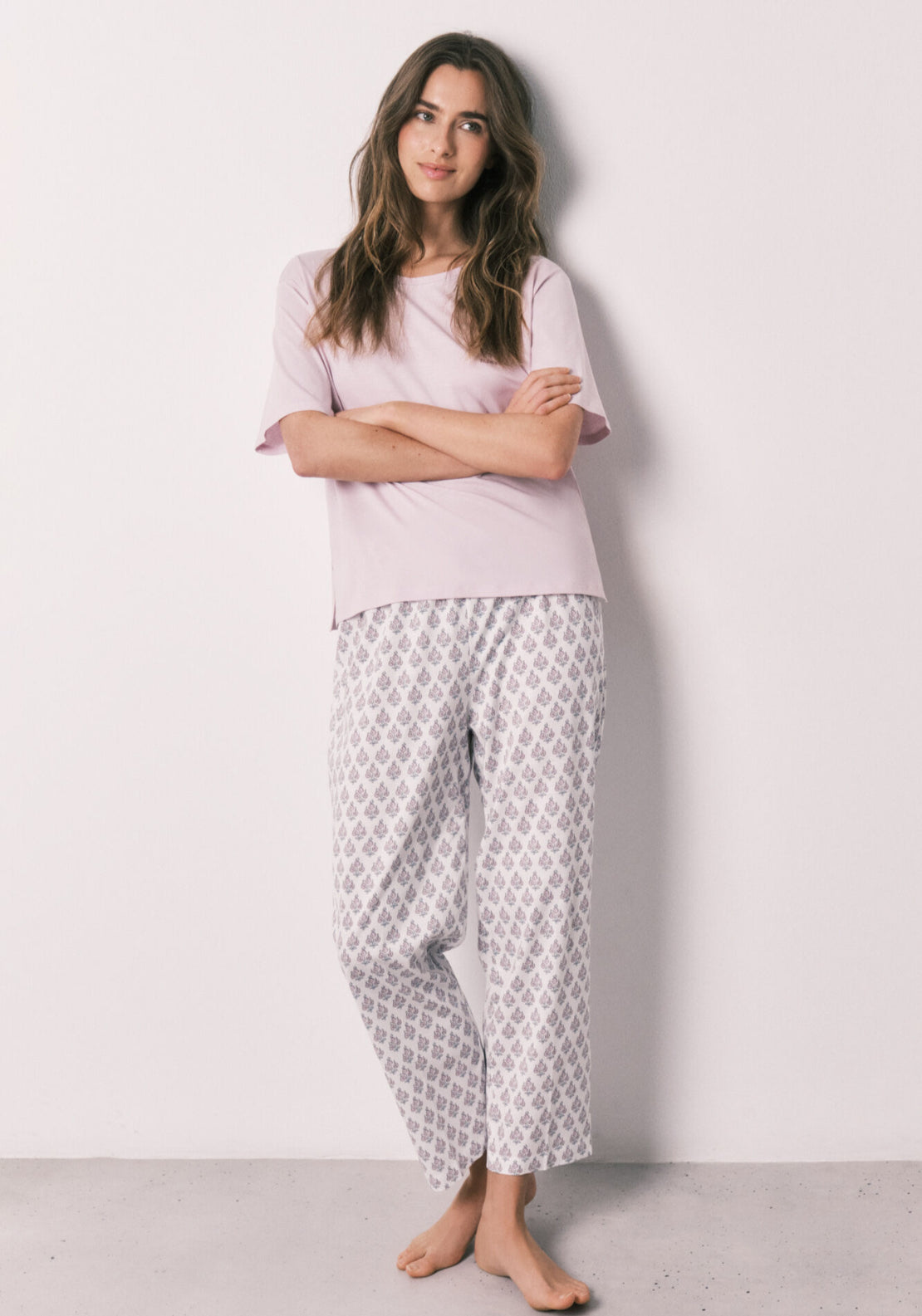 100% Cotton Stamp Print Pyjamas - Pink