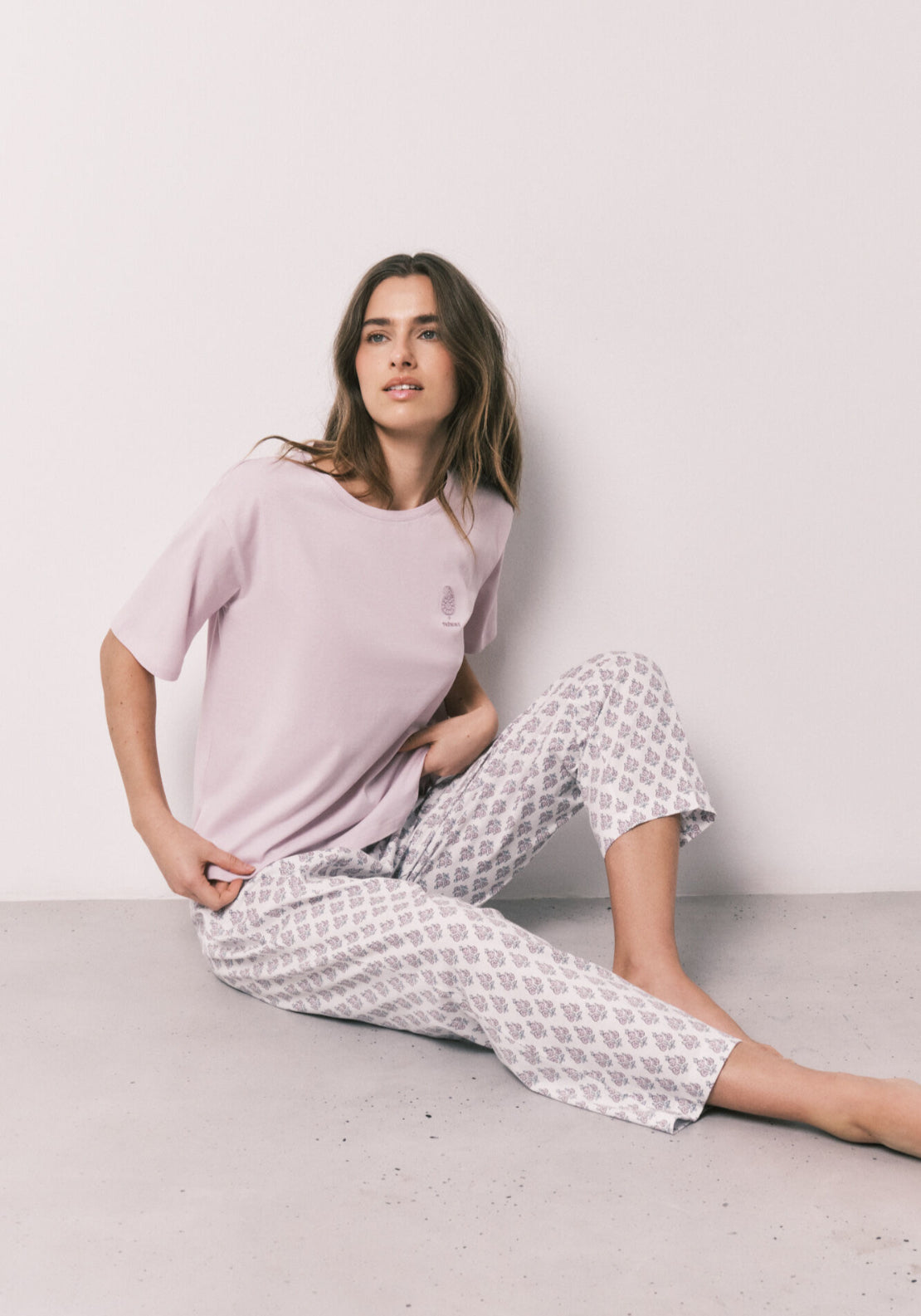 100% Cotton Stamp Print Pyjamas - Pink
