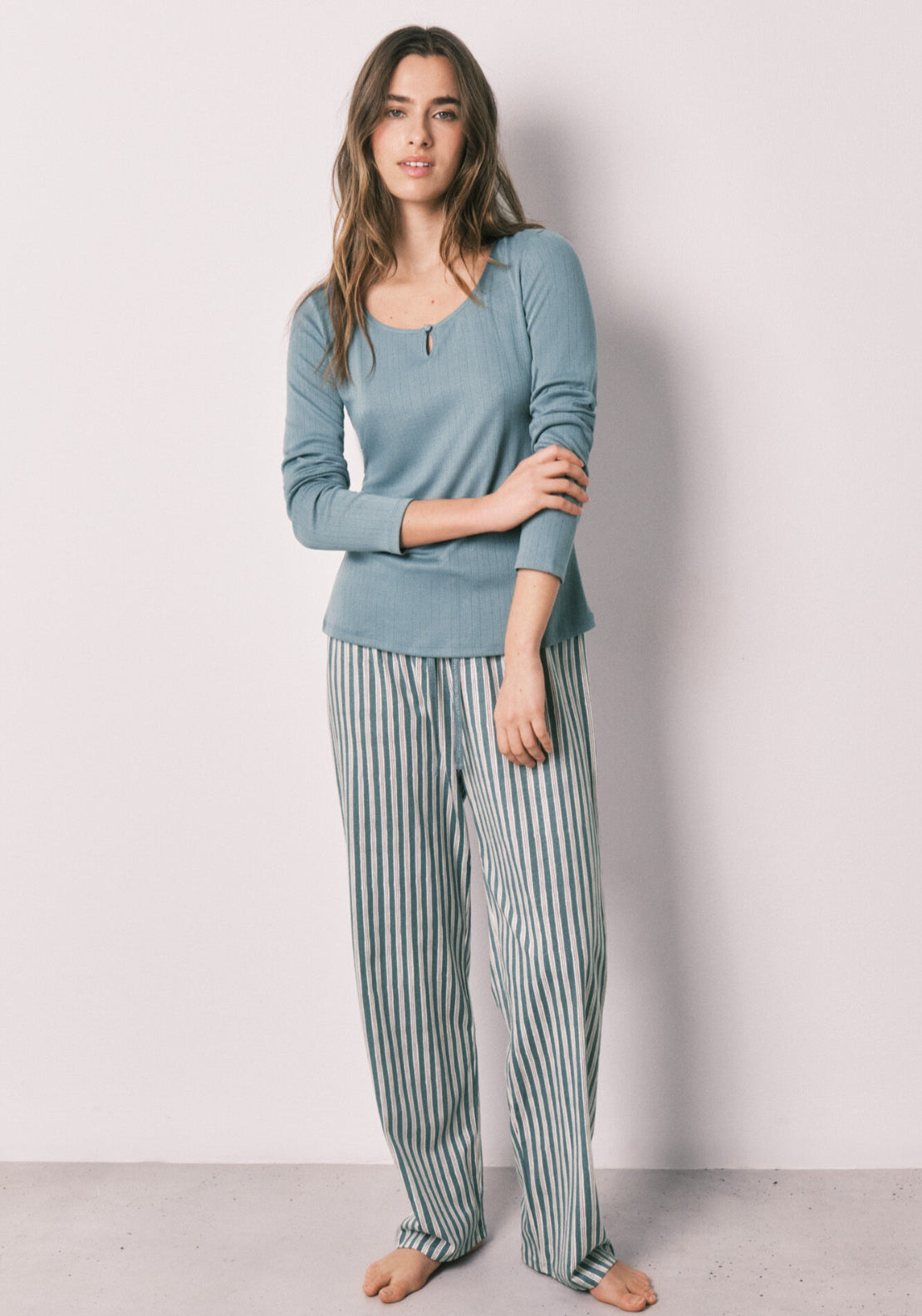 Striped Long Pyjamas - Blue