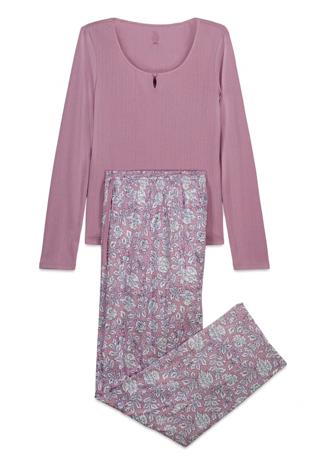 Floral Print Long Pyjamas - Pink
