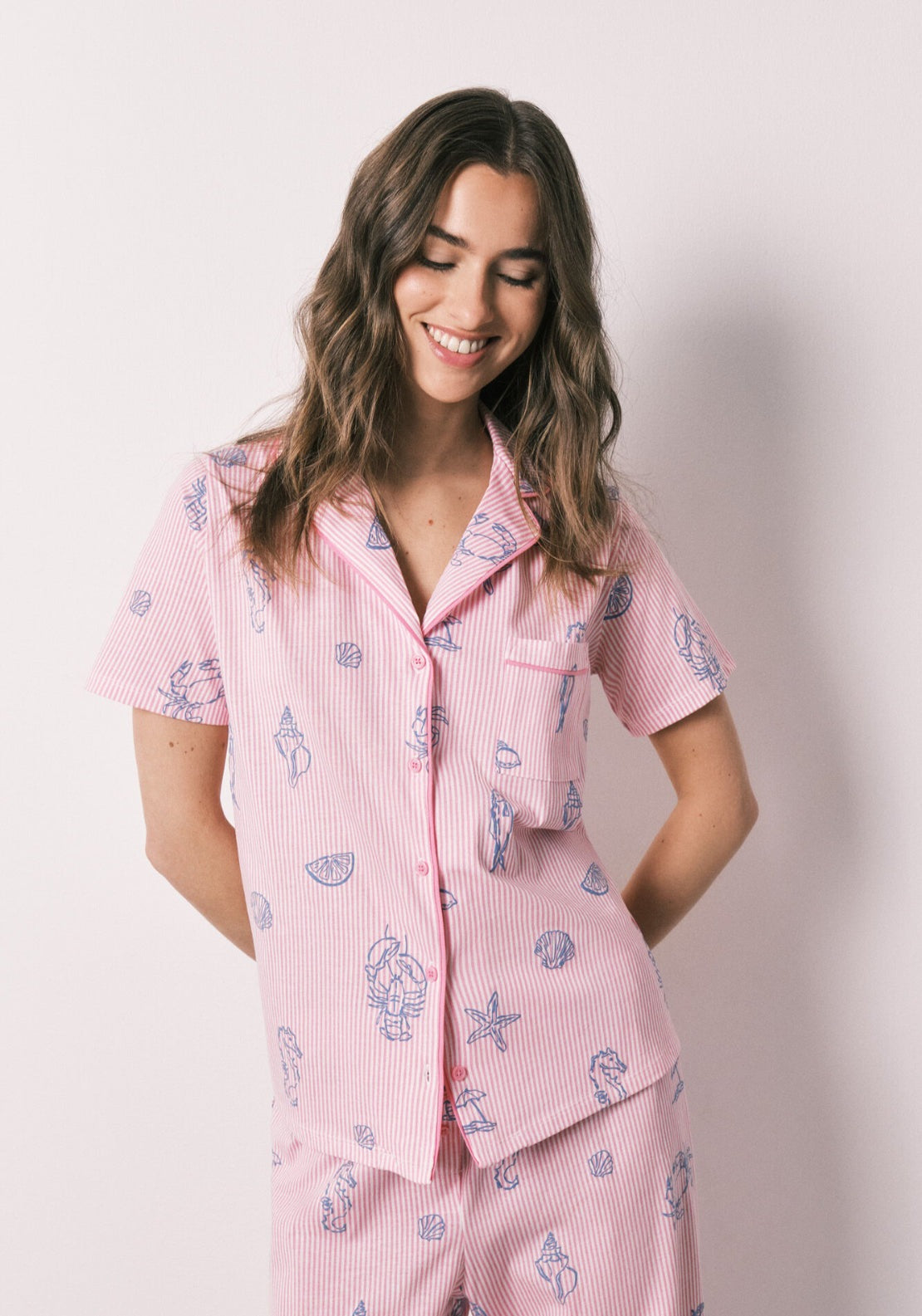 Striped Cotton Classic Pyjamas - Pink
