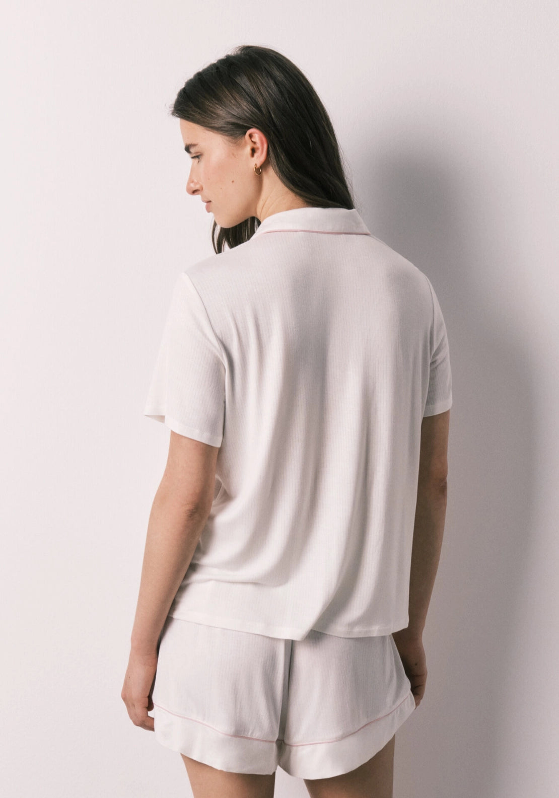 Striped Classic Short Pyjama Set - White