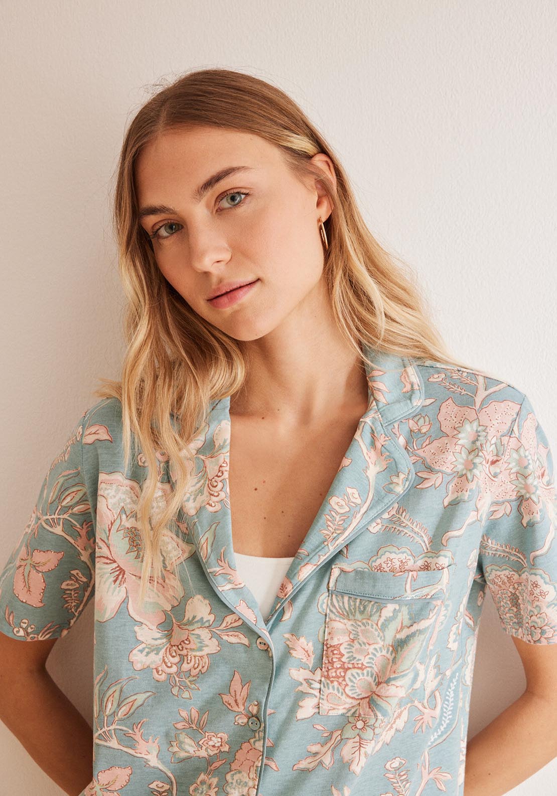 Womens Secret Blue floral 100% cotton classic pyjamas - Blue 8 Shaws Department Stores