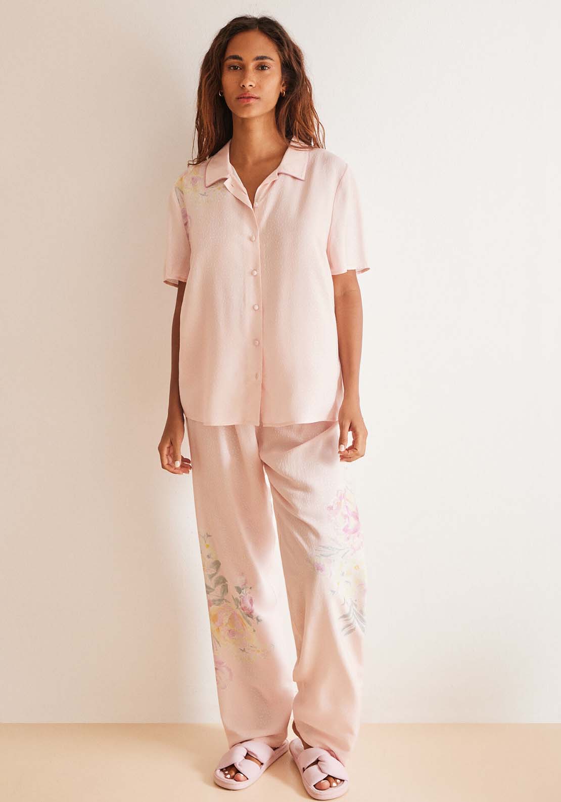 Womens Secret Classic floral viscose pyjamas - Pink 1 Shaws Department Stores