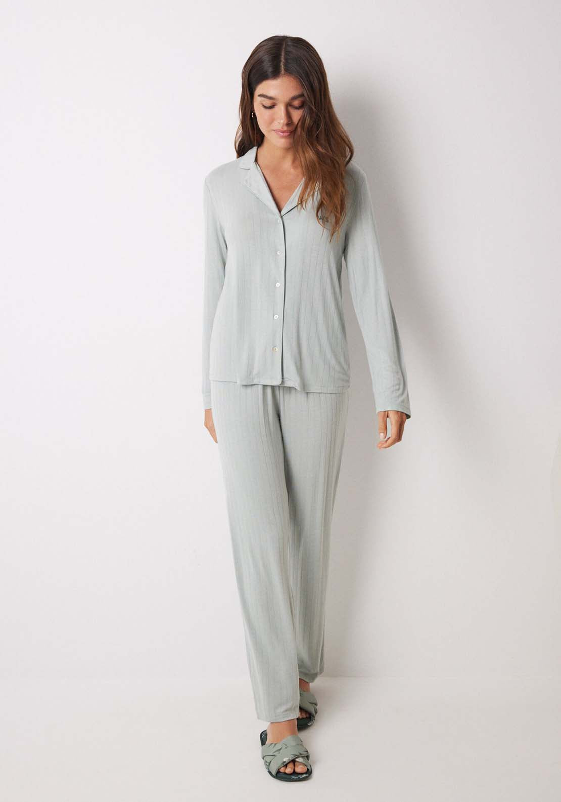 Womens Secret Green soft touch long shirt pajamas - Green 1 Shaws Department Stores