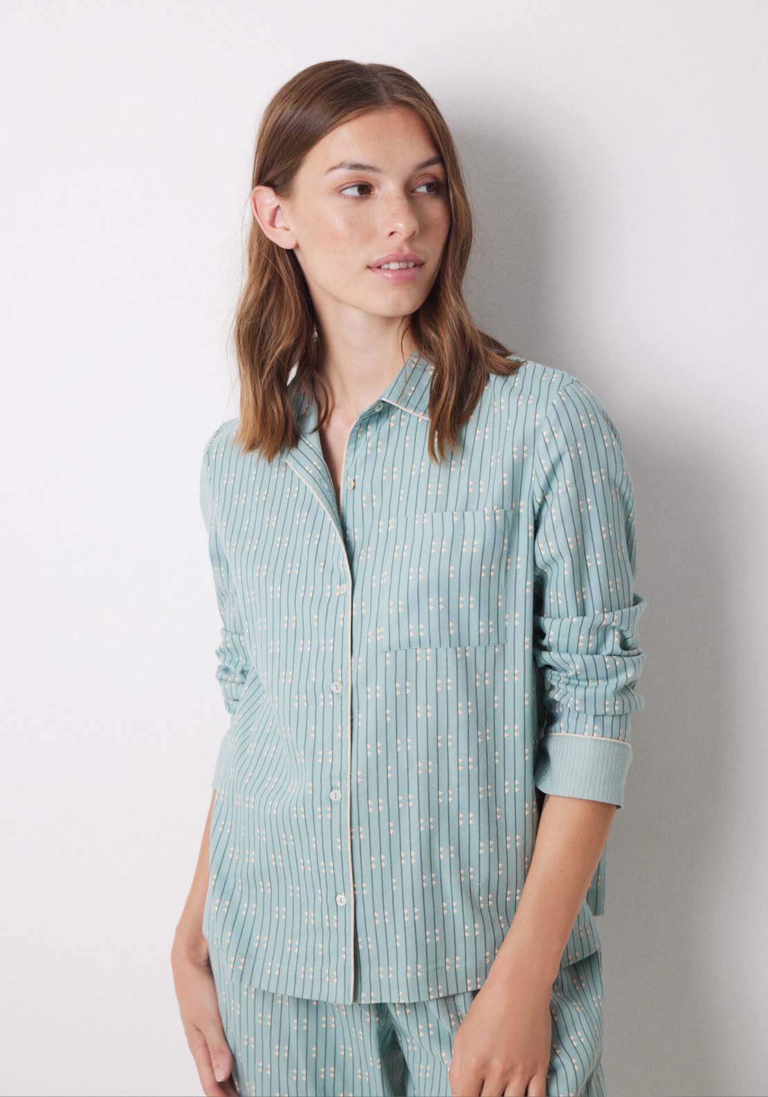 Womens Secret Long blue flannel shirt pajamas - Blue 4 Shaws Department Stores