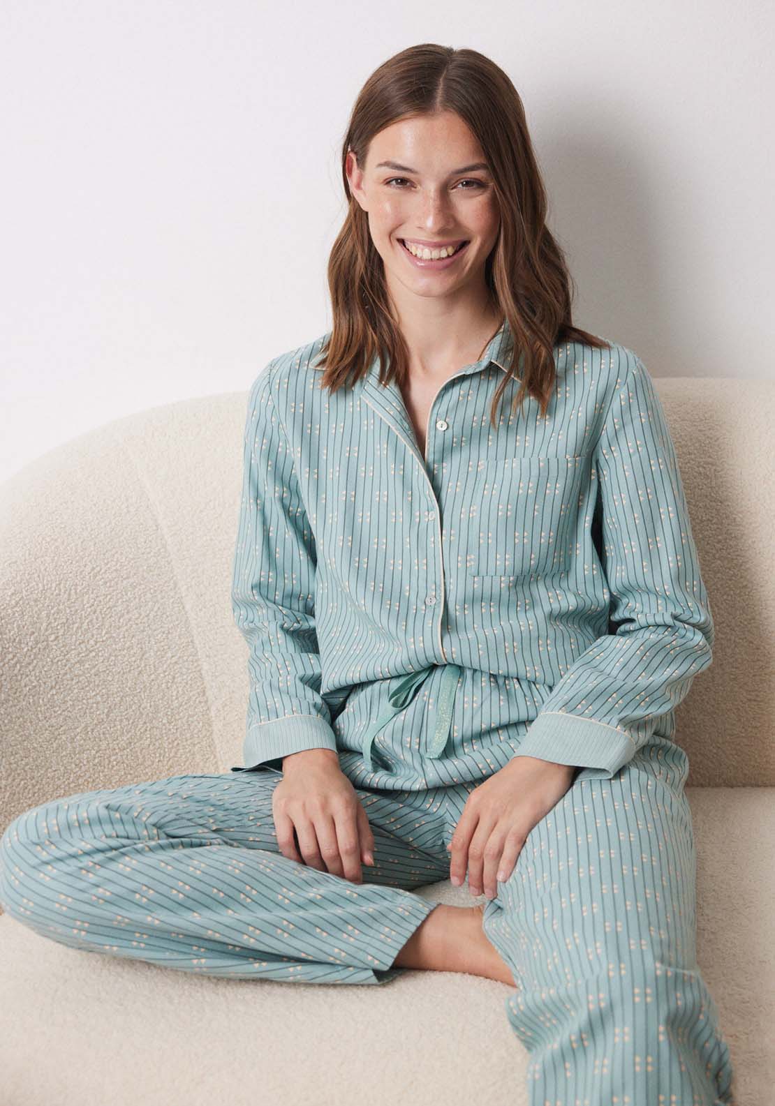Womens Secret Long blue flannel shirt pajamas - Blue 2 Shaws Department Stores