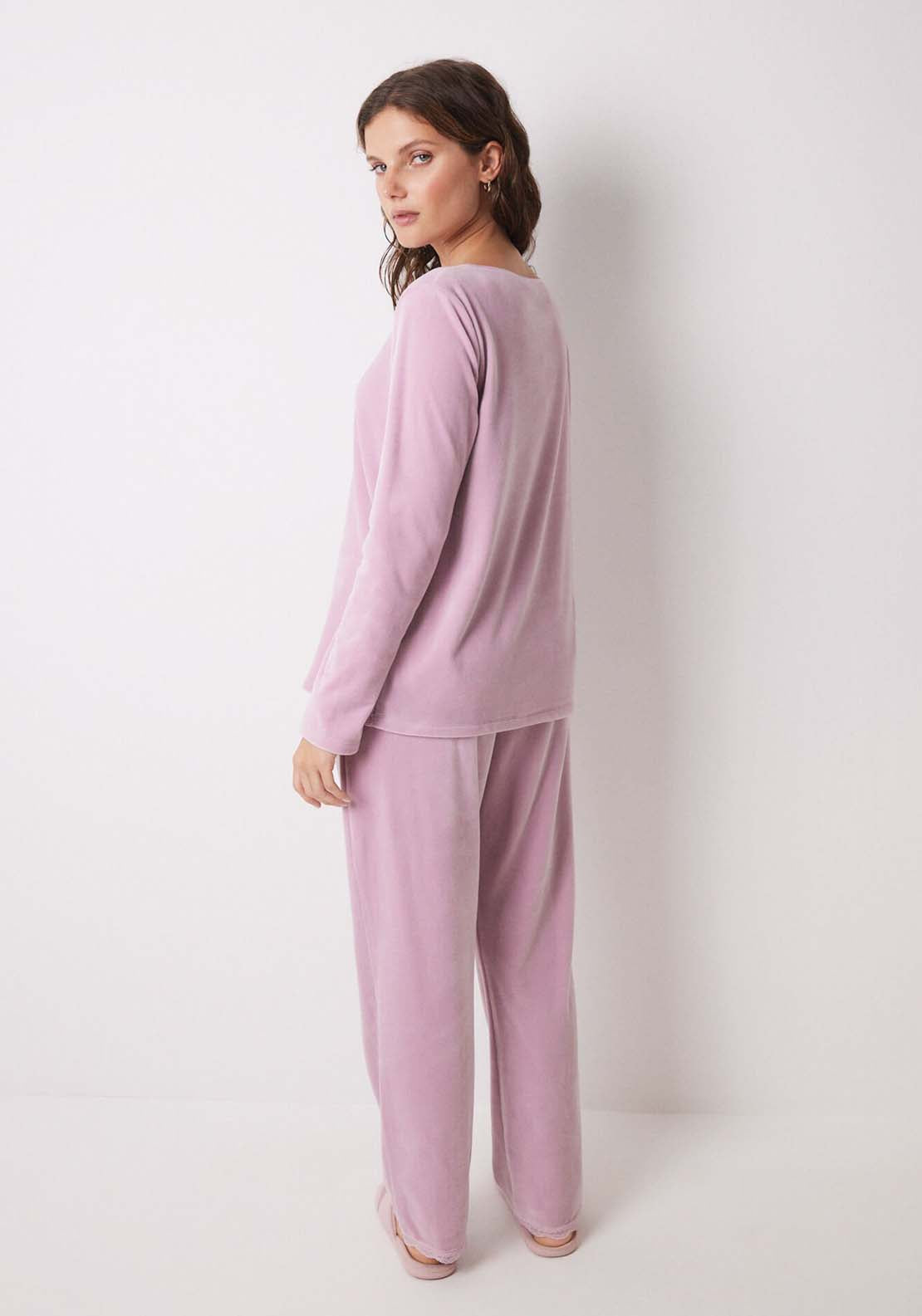 Womens Secret Long pink soft touch velvet pajamas - Pink 4 Shaws Department Stores