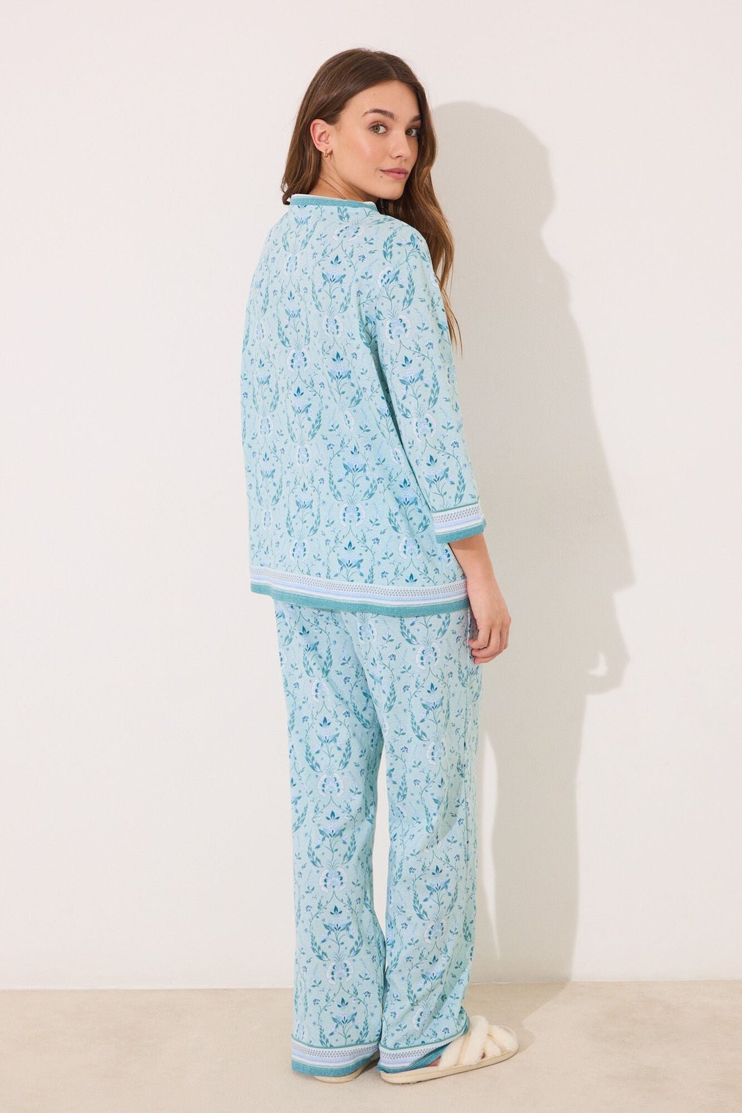 Womensecret 100% cotton green flower print pyjamas - Green 5 Shaws Department Stores