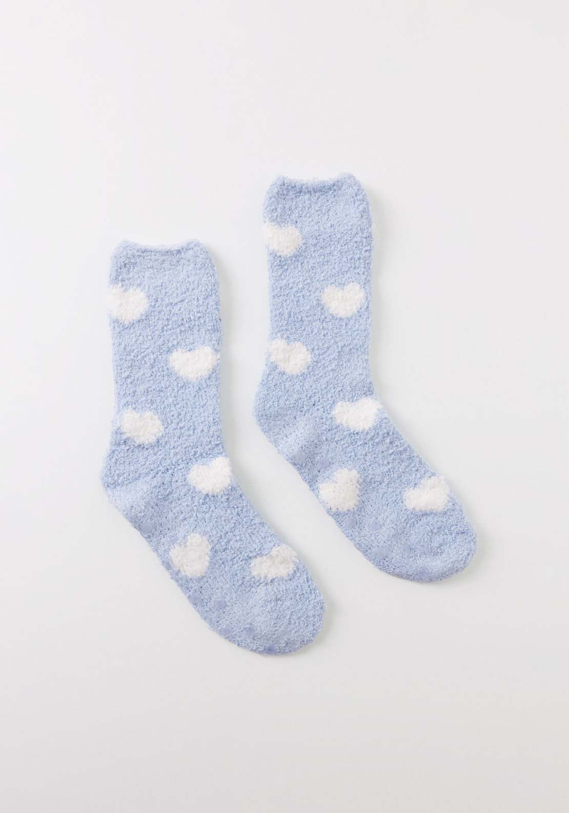 Womens Secret Blue heart fluffy socks - Blue 1 Shaws Department Stores