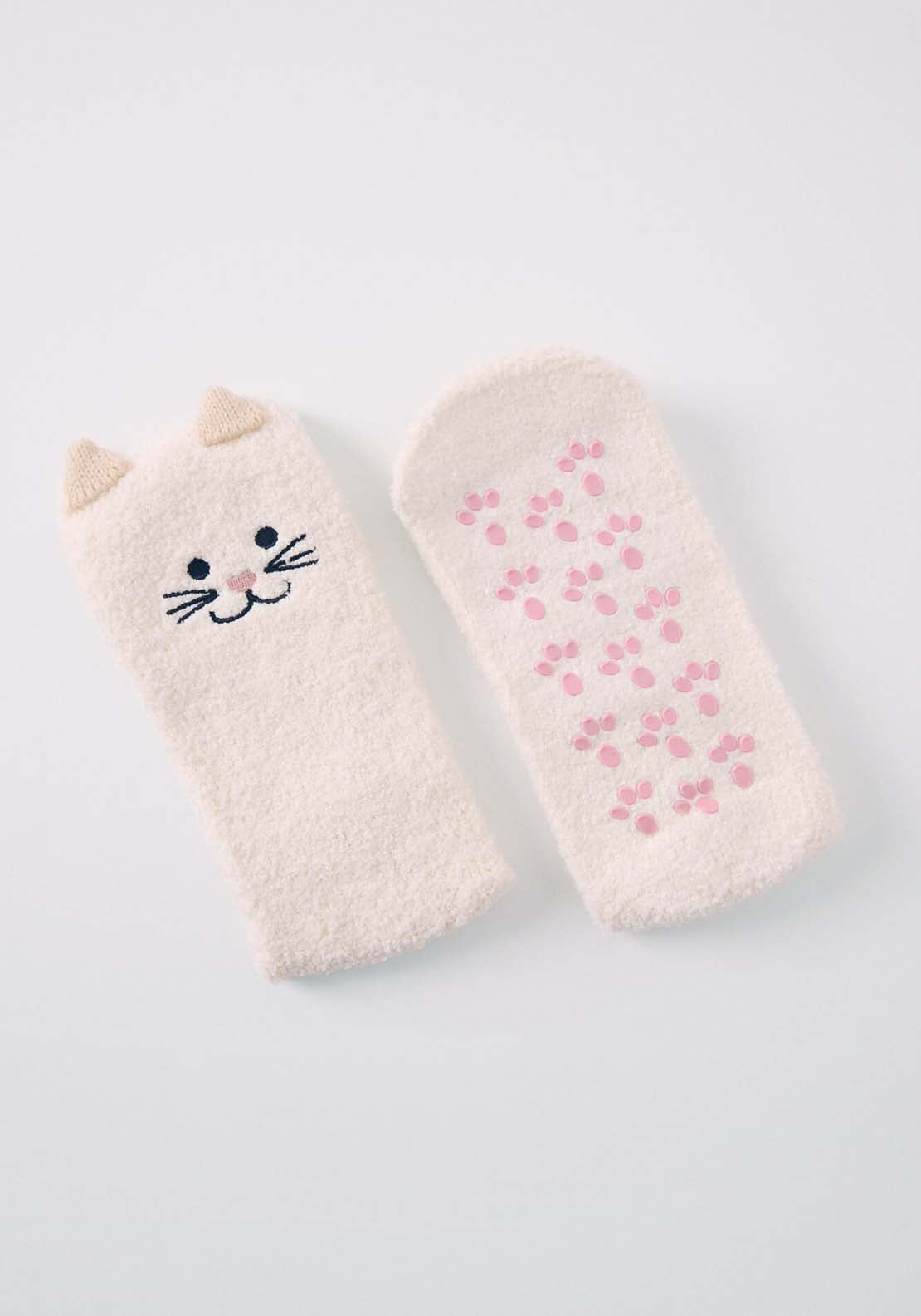 Womens Secret Fluffy cat socks - White 1 Shaws Department Stores