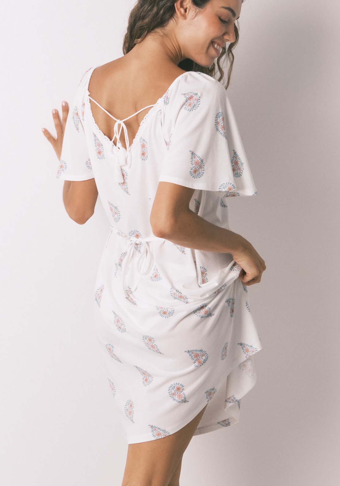 Straps Short Nightdress - White