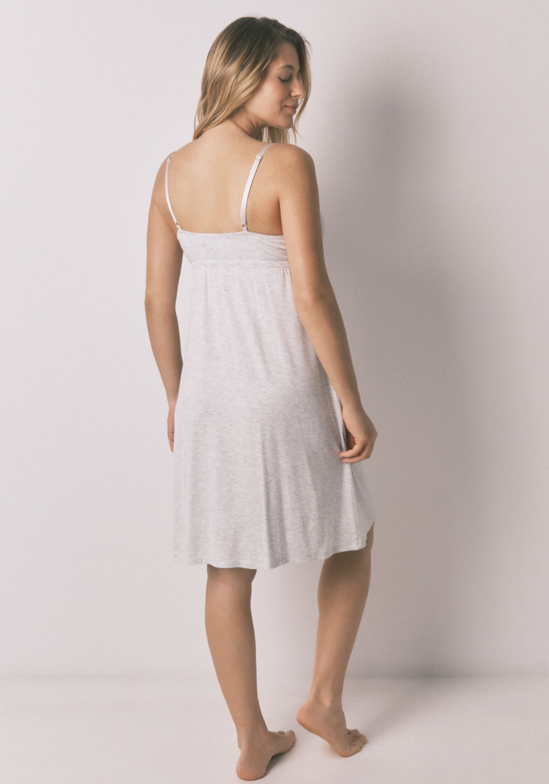 Straps Maternity Nightgown - Grey
