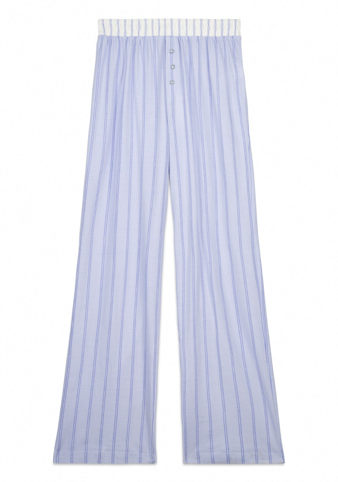 100% Cotton Striped Long Trousers - Blue