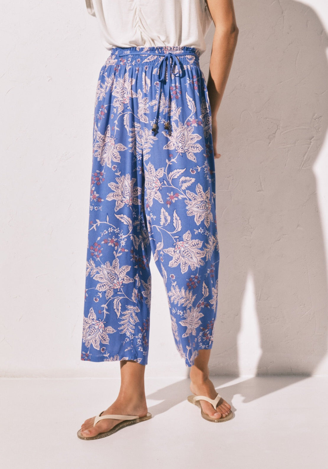 Printed Capri Trousers - Blue