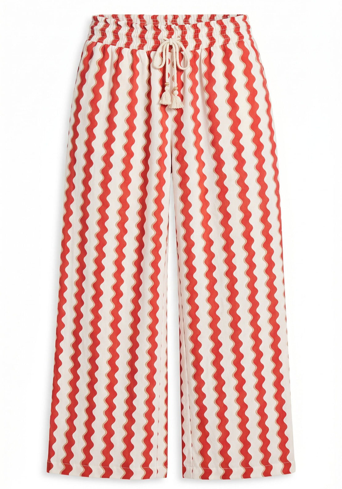 Printed Textured Long Trousers - Red
