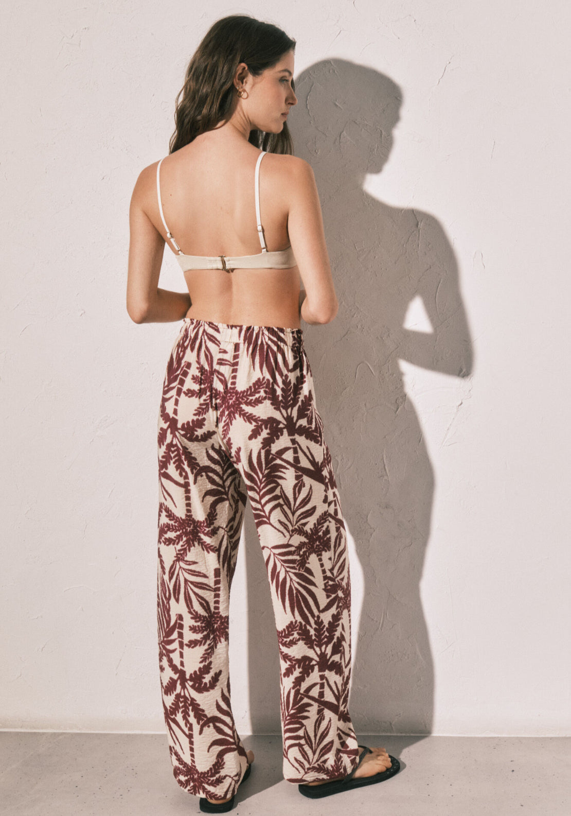 Print Long Trousers - Maroon