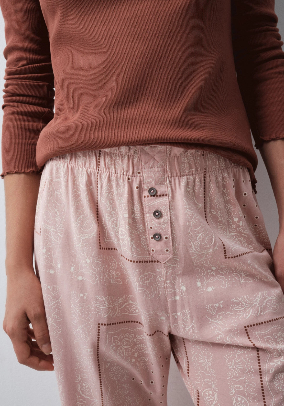 Pink Cotton Bandana Long Pyjama Trousers - Pink