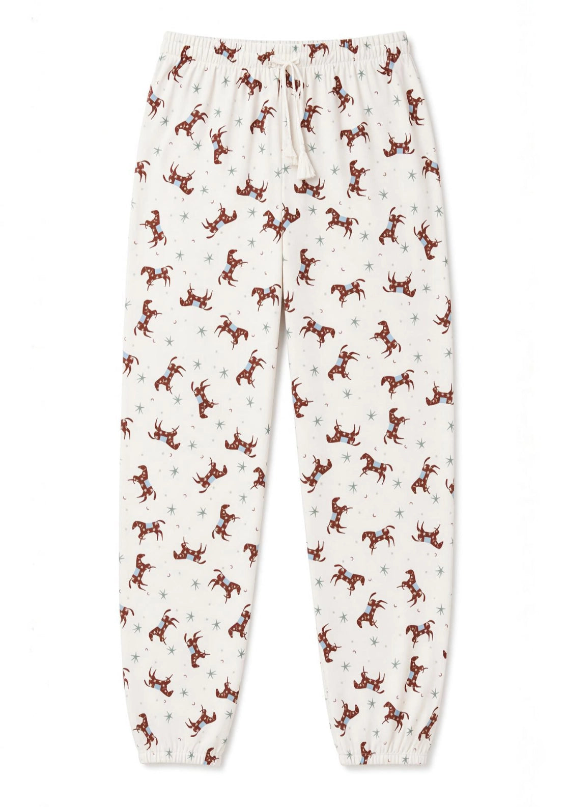 Printed Horse Long Pyjama Trousers - White