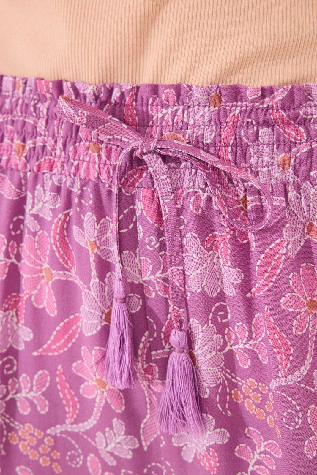 Womensecret Long viscose trouser with boho floral print - Purple 4 Shaws Department Stores