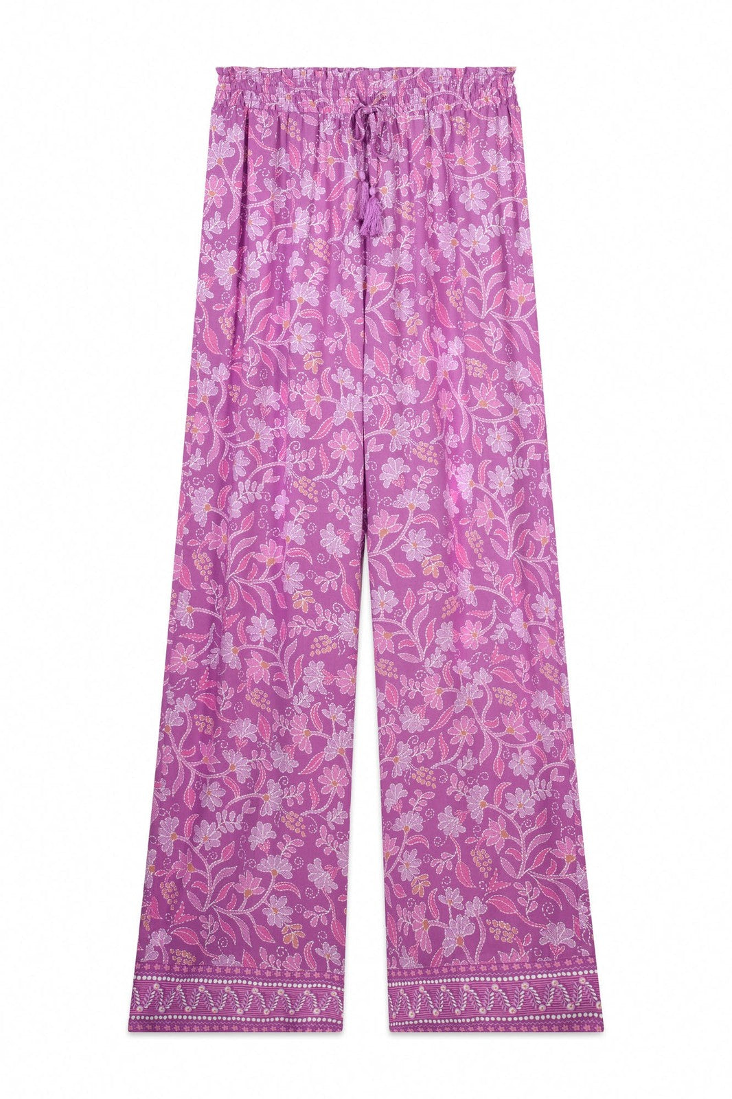 Womensecret Long viscose trouser with boho floral print - Purple 7 Shaws Department Stores
