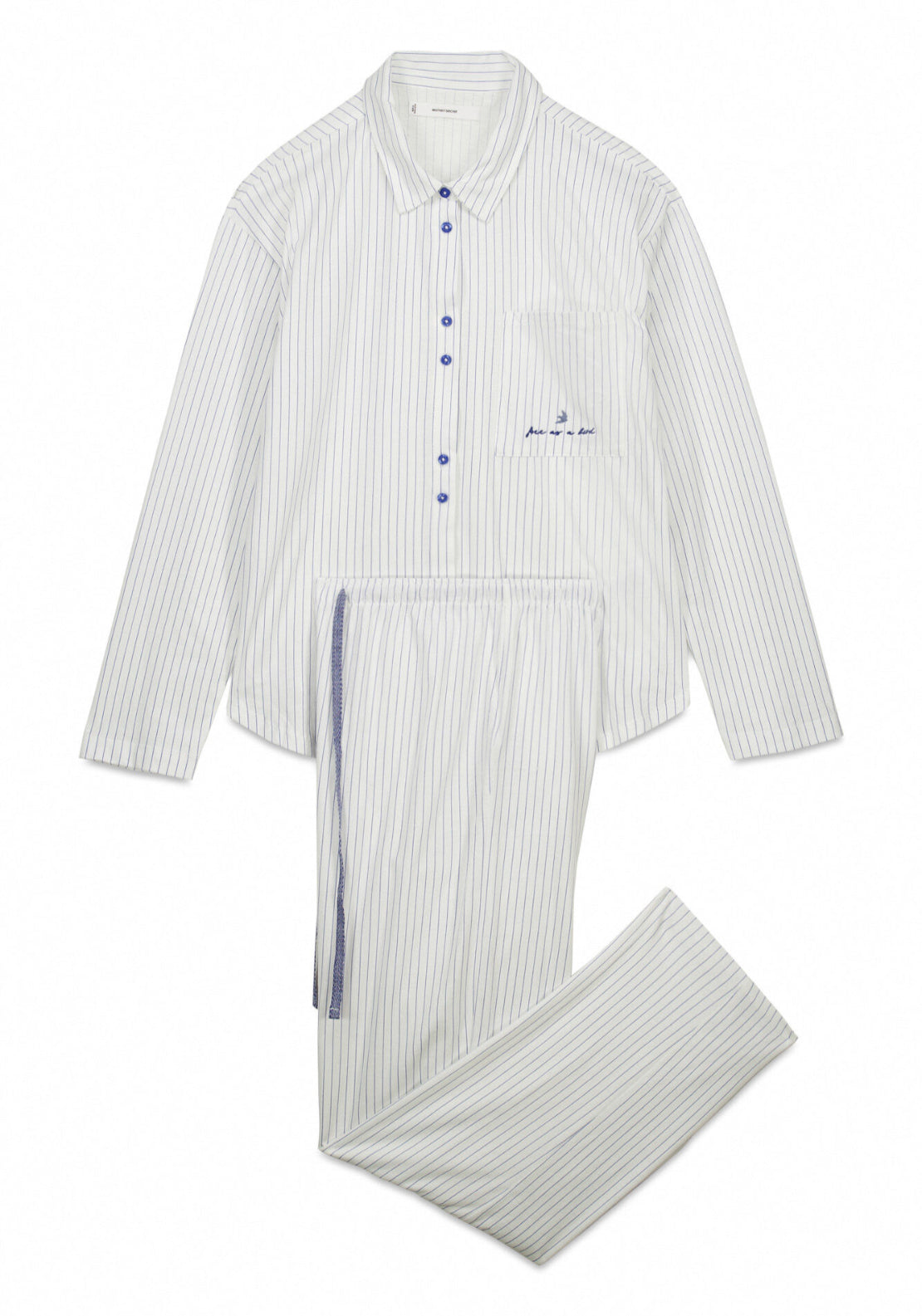 100% Cotton Classic Long Striped Pyjamas - White
