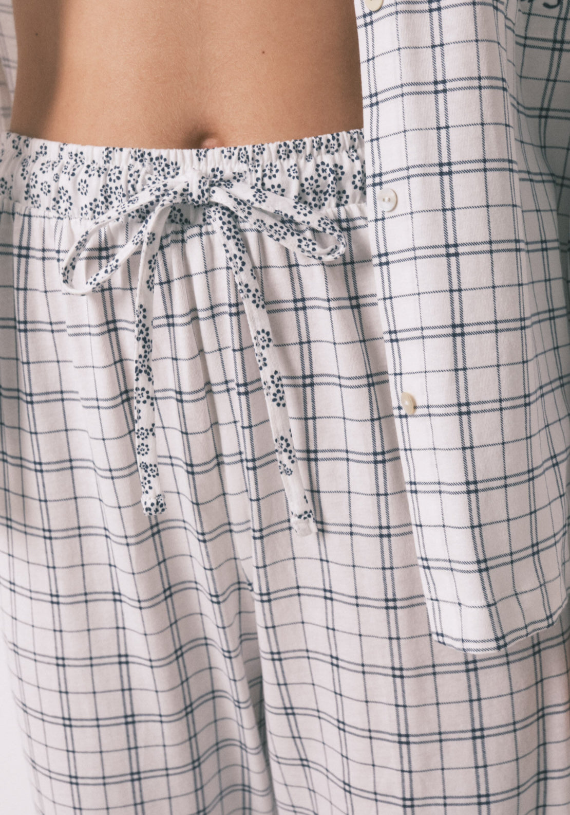 100% Cotton Plaid Classic Pyjamas - White
