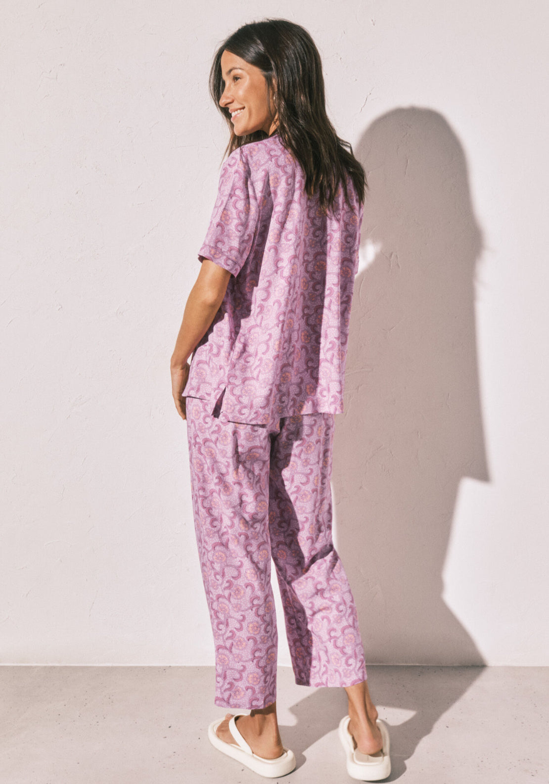 Floral Print Capri Classic Pyjamas - Pink