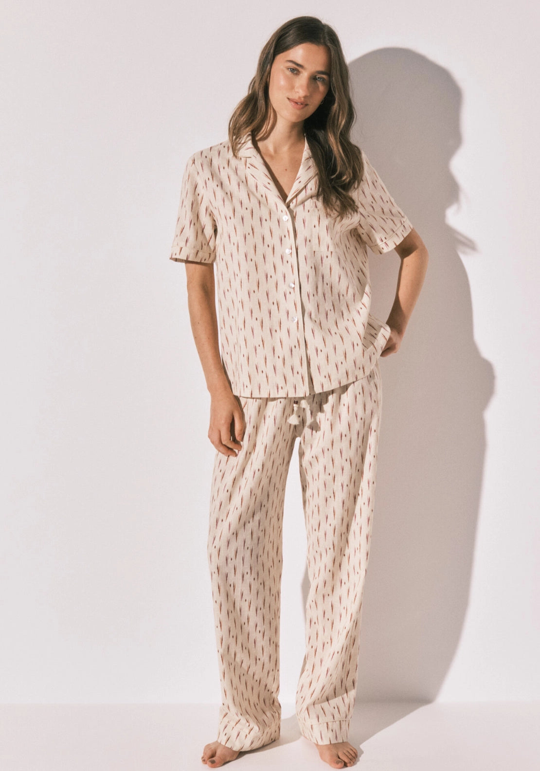Ikat Print Classic Pyjama Set - White