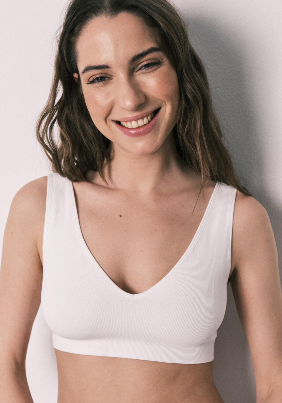 Plain Clean Cut Halter Top - White