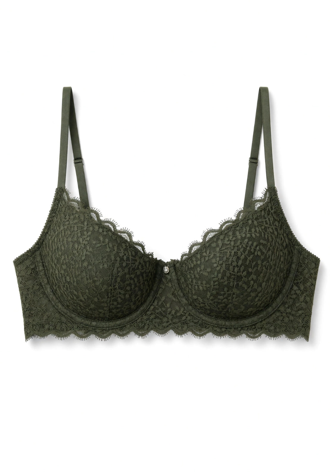 Green Lace Padded Balconette Bra Beautiful - Green